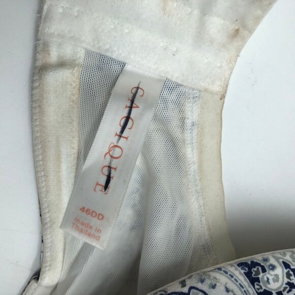 Cacique Lightly Lined Full Coverage Bra White & Blue Paisley Print 46DD - Picture 3 of 4